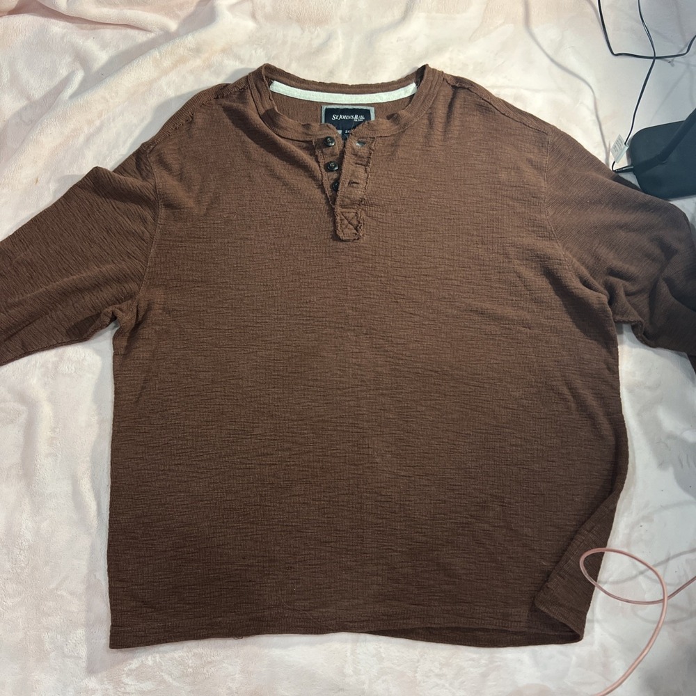 Men's‎ St John's Bay Burnt Orange Long Sleeve Henley Shirt- Size 2XL 182
